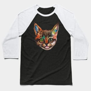 Watercolor kitty cat face Baseball T-Shirt